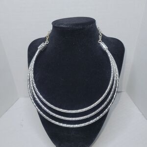 Fashion Jewelry 3 Tier Silver‎ Chunky Choker 10" (J9